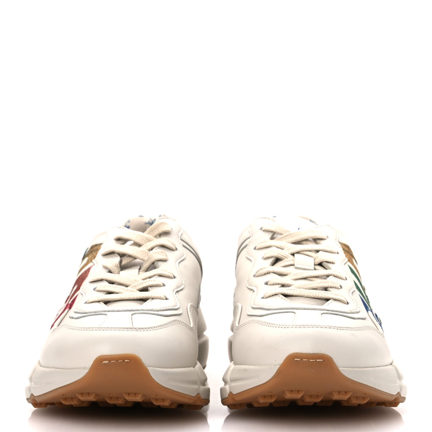 Gucci Apollo Calfskin Glitter Game Logo Womens Rhyton Sneakers 39 Mystic White 3 of 14