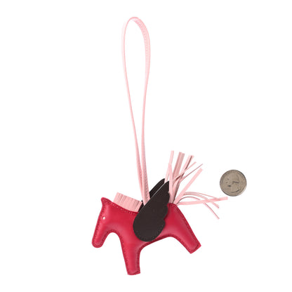 Hermes Milo Lambskin Grigri Rodeo Pegase Horse Bag Charm PM Framboise Rose Sakura Rouge Sellier 2 of 4