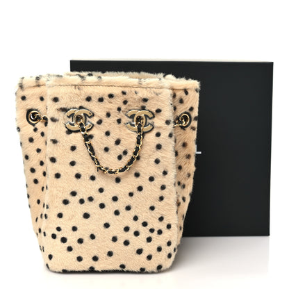 Chanel Pony Hair Cheetah Printed CC Chain Bucket Bag Light Beige Black 19 of 21