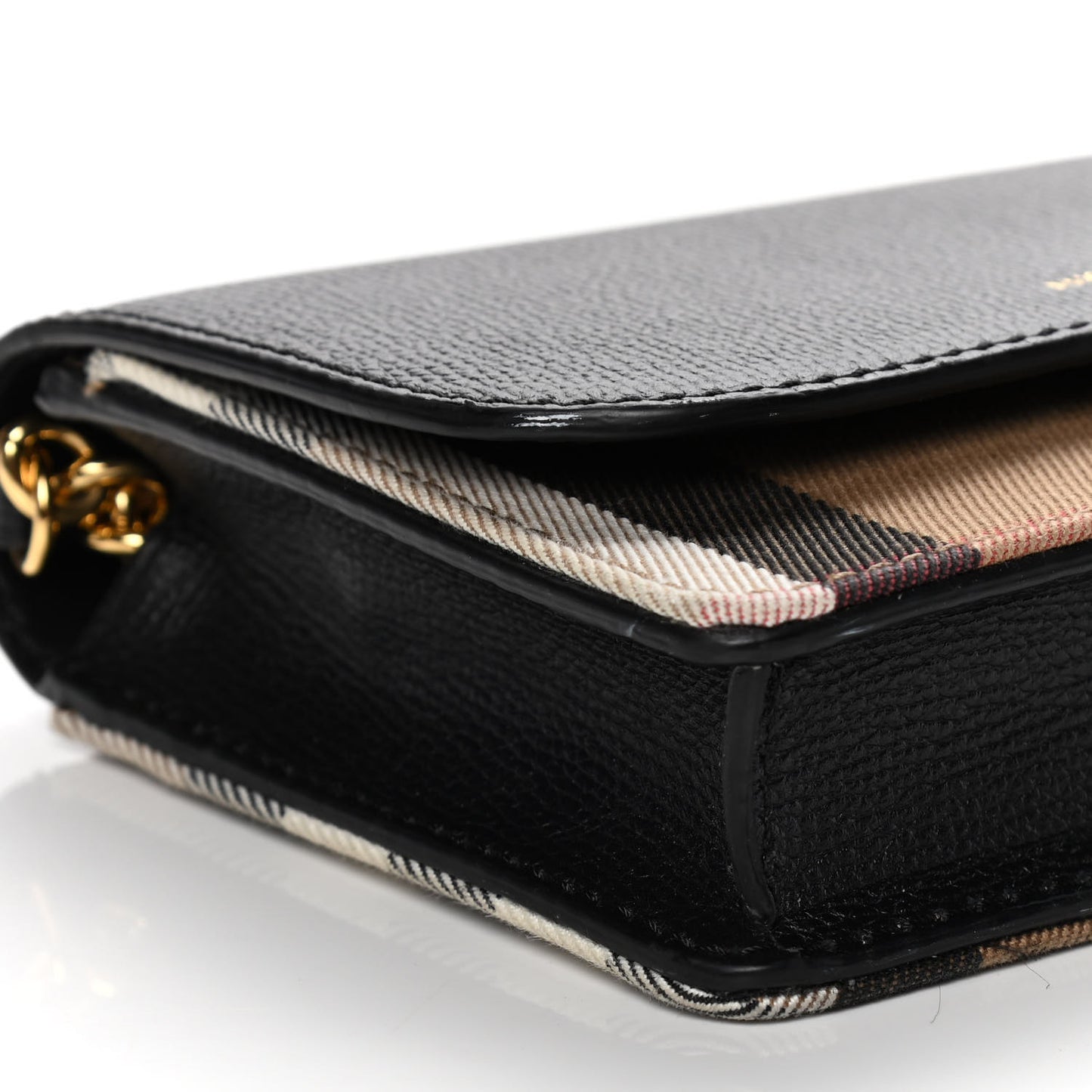 Derby Calfskin House Check Wallet On Chain Black