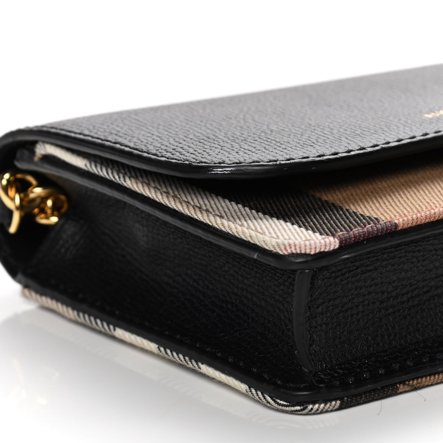 Burberry Derby Calfskin House Check Wallet On Chain Black 7 of 9