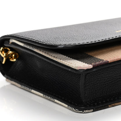 Burberry Derby Calfskin House Check Wallet On Chain Black 7 of 9