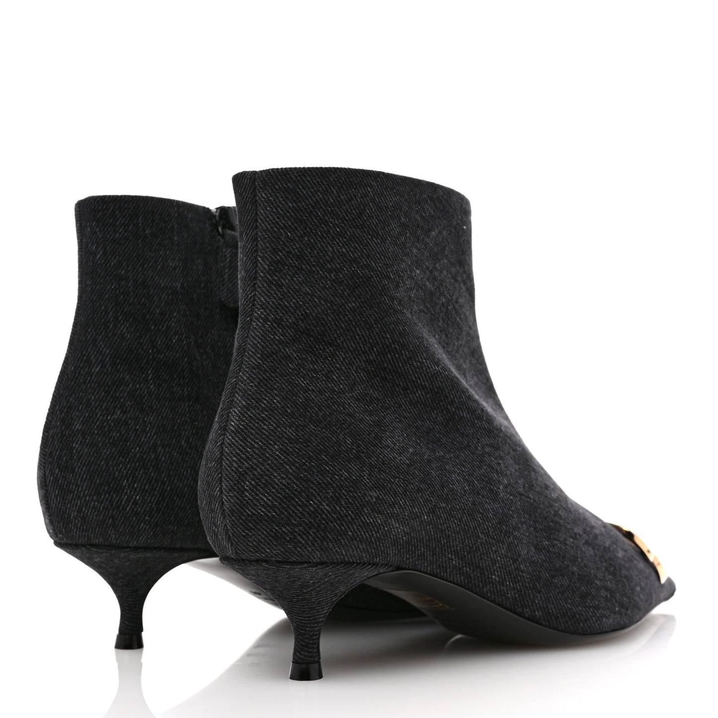 Denim BB Pointy Toe Ankle Booties 41 Black Vintage