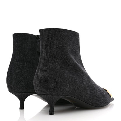 Balenciaga Denim BB Pointy Toe Ankle Booties 41 Black Vintage 5 of 10