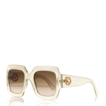 Gucci Glitter Acetate Square Frame Sunglasses GG0053S Silver 1 of 8