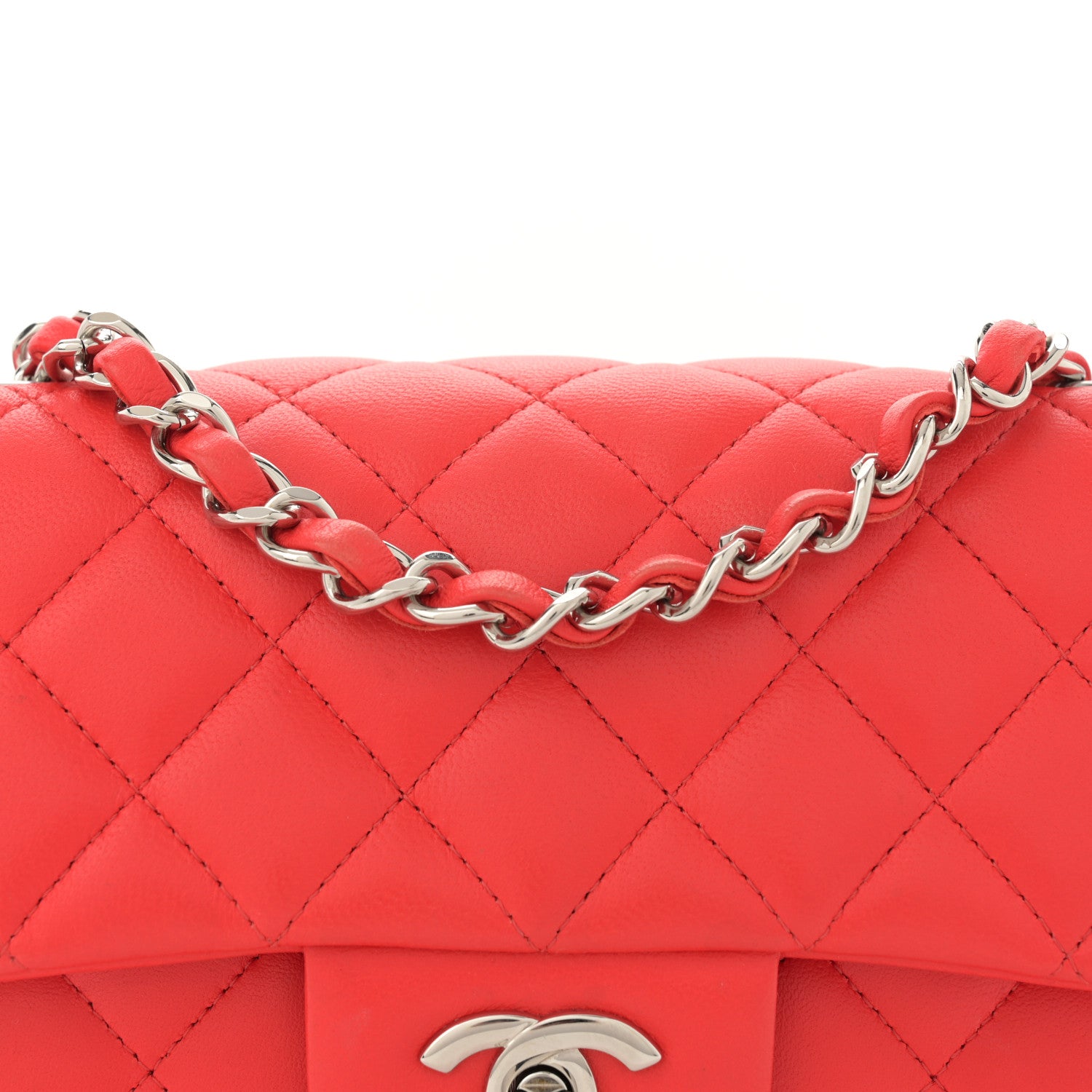 Chanel Lambskin Quilted Mini Rectangular Flap Red 8 of 11