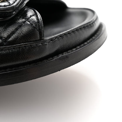 Chanel Lambskin Quilted Velcro Dad Chain CC Slide Sandals 35 Black 12 of 14