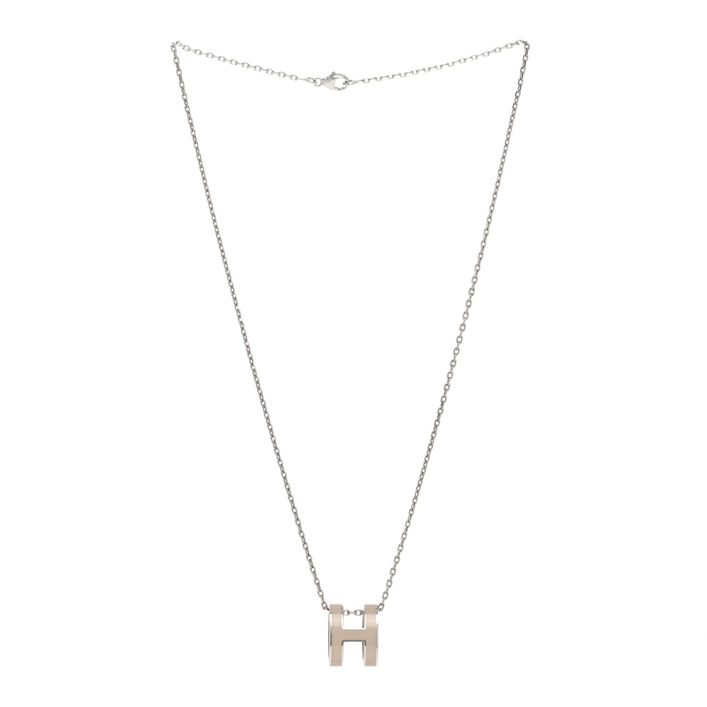 Lacquered Palladium Pop H Pendant Necklace Marron Glace