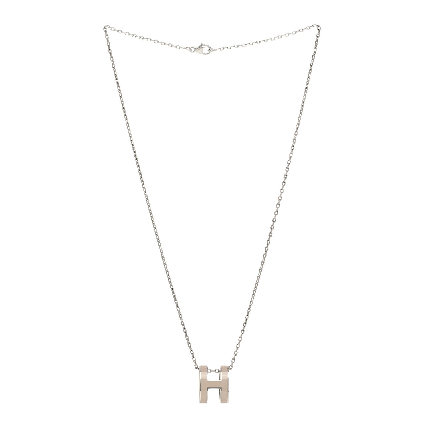 Hermes Lacquered Palladium Pop H Pendant Necklace Marron Glace 3 of 6