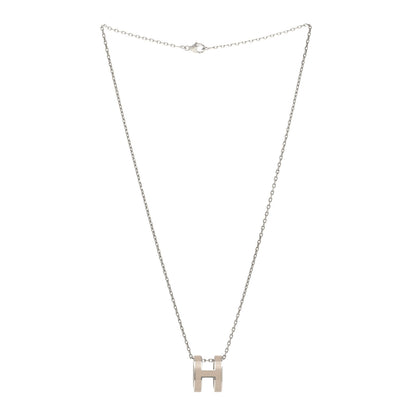 Hermes Lacquered Palladium Pop H Pendant Necklace Marron Glace 3 of 6