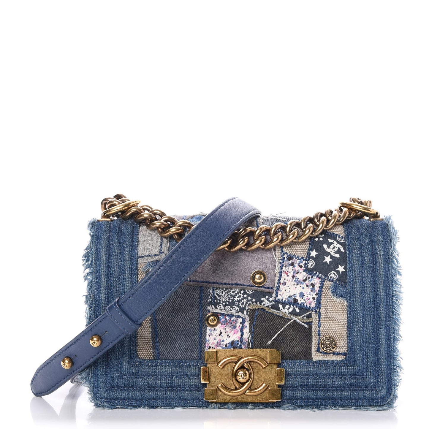 Denim Patchwork Small Boy Flap Blue