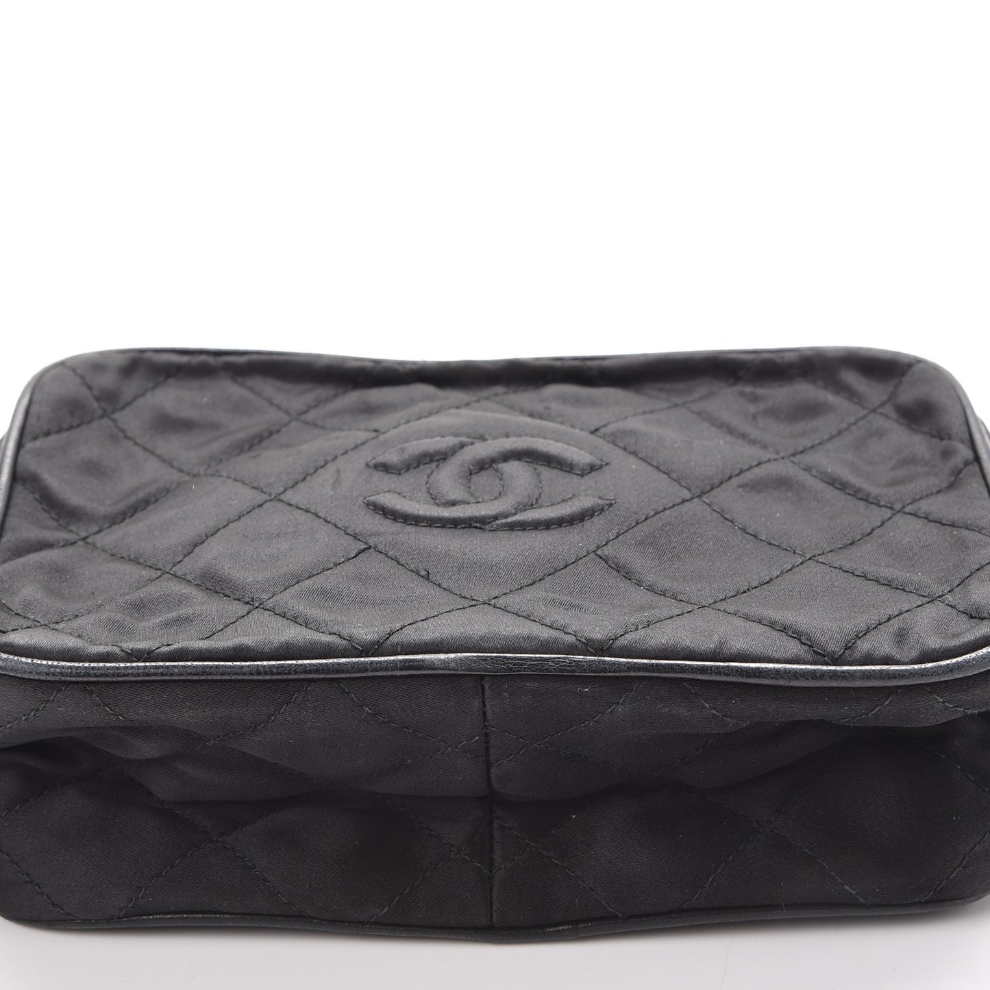 Satin Quilted Tassel Camera Case Black