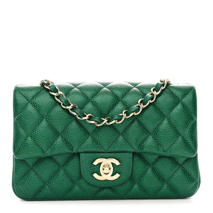 Chanel Metallic Caviar Quilted Mini Rectangular Flap Green 1 of 11