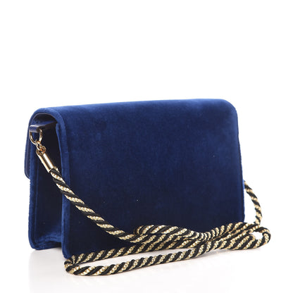 Gucci Velvet Crystal Square G Shoulder Bag Cobalt Blue 3 of 9