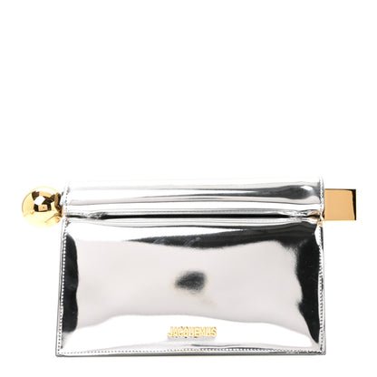 Jacquemus Metallic Patent Calfskin La Pochette Rond Carre Silver 1 of 16