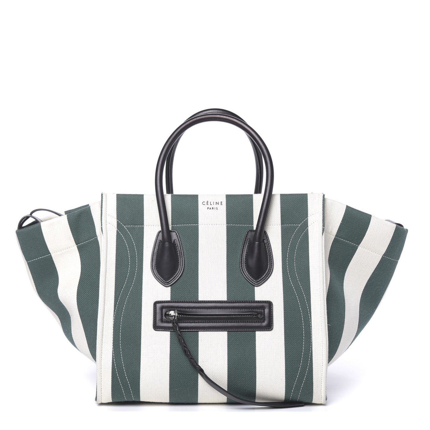 Cotton Canvas Striped Medium Phantom Luggage White Green
