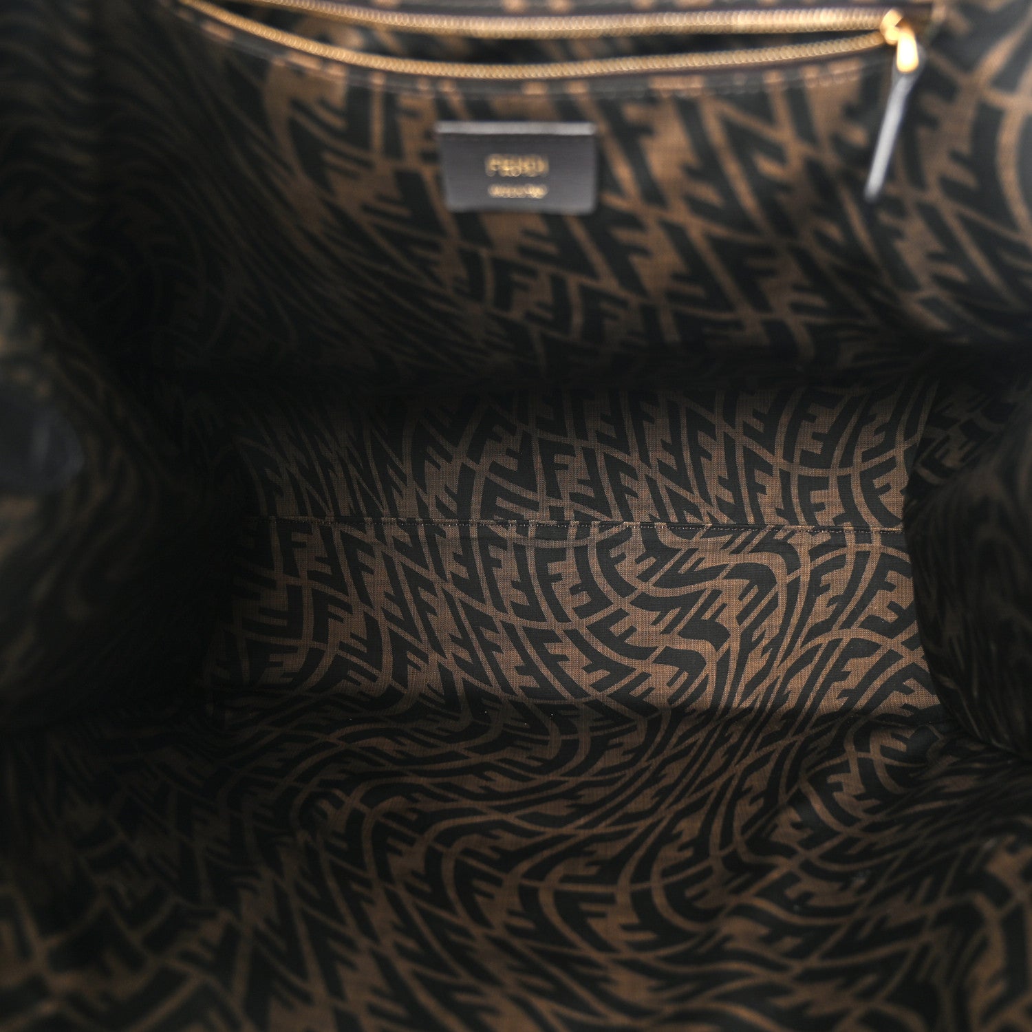 Fendi X SARAH COLEMAN Fabric Jacquard Vitello King FF Vertigo Shopping Tote Bag Tobacco Moro Black 5 of 10