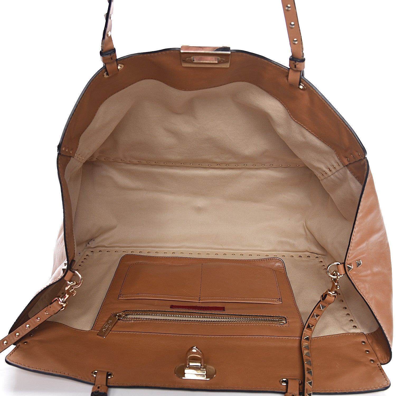 Valentino Garavani Vitello Large Rockstud Tote Beige 5 of 19