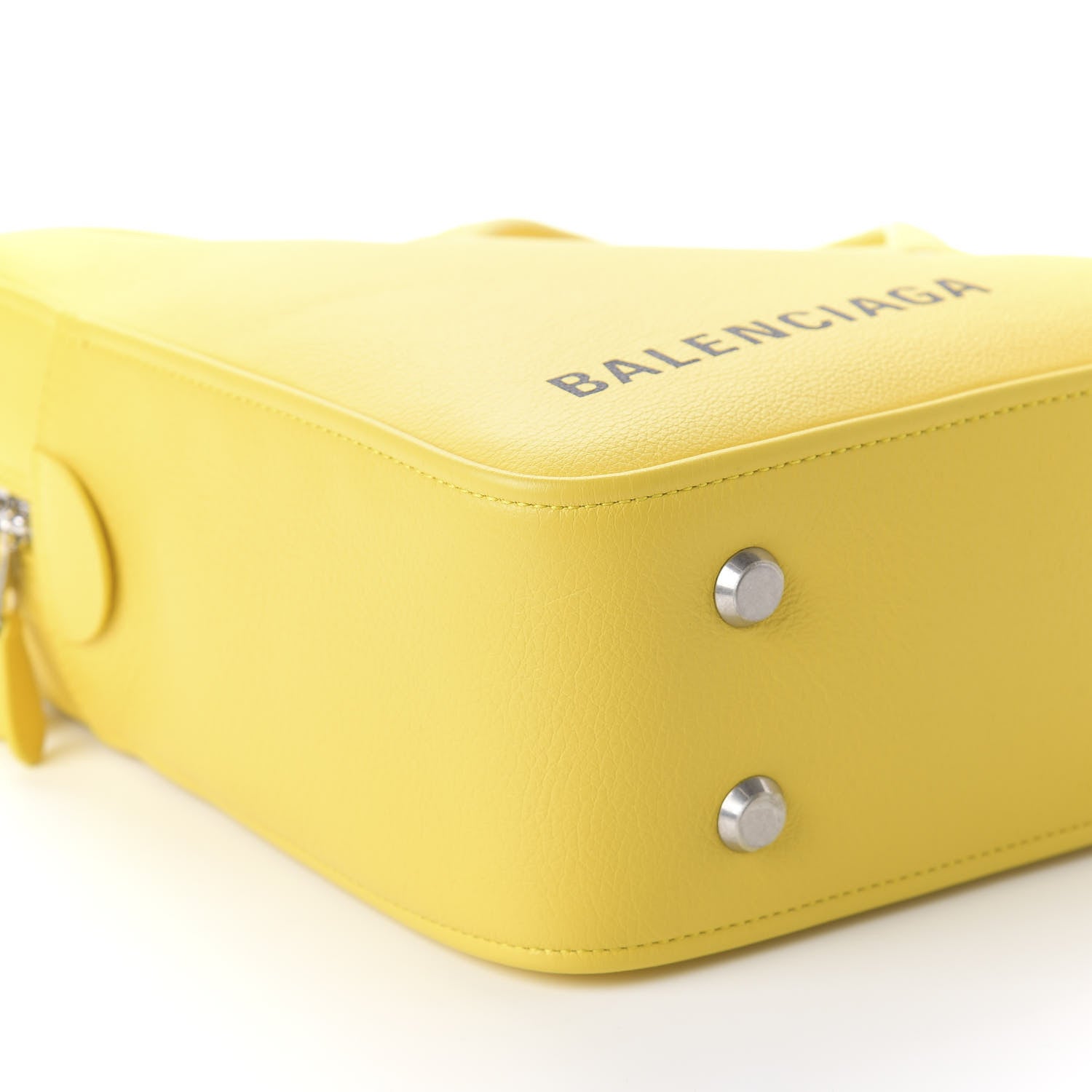 Balenciaga Shiny Day Calfskin Logo S Triangle Duffle Jaune Black 6 of 10