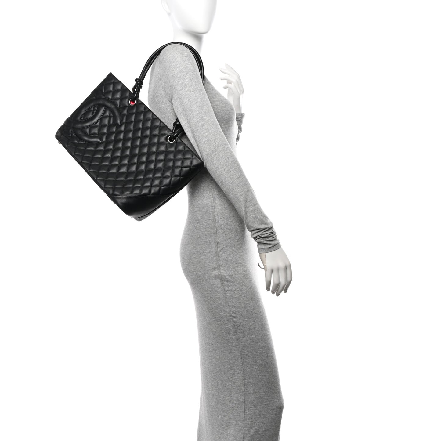 Calfskin Quilted Large Cambon Tote Black