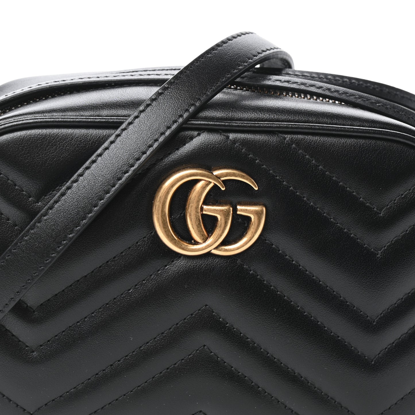Calfskin Matelasse Mini GG Marmont Chain Shoulder Bag Black