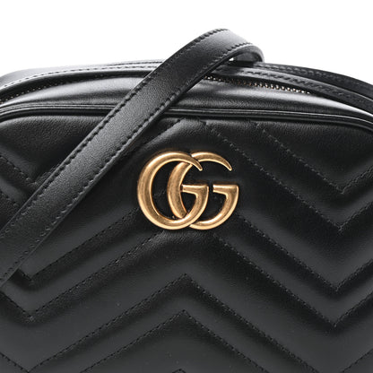 Gucci Calfskin Matelasse Mini GG Marmont Chain Shoulder Bag Black 7 of 9