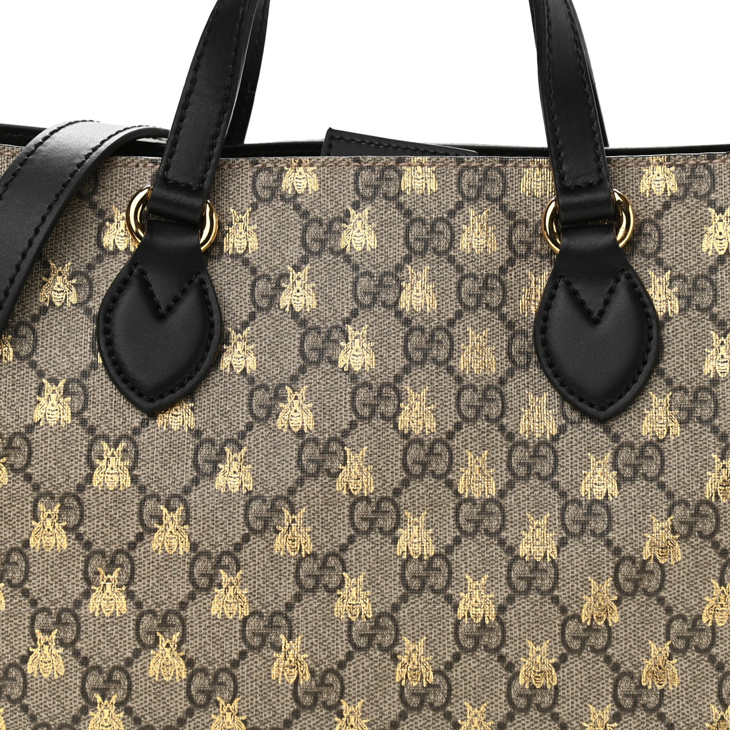 Gucci Soft GG Supreme Monogram Bees Small Crossbody Tote Beige Oro Black 7 of 9