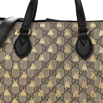 Gucci Soft GG Supreme Monogram Bees Small Crossbody Tote Beige Oro Black 7 of 9