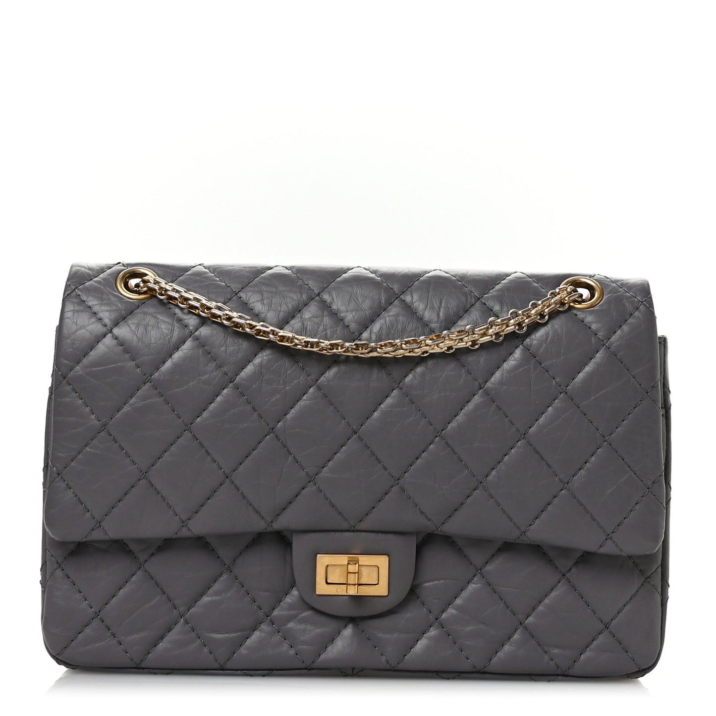 Aged Calfskin Quilted 2.55 Reissue 226 Flap Grey
