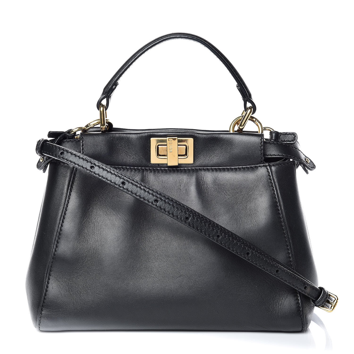 Fendi Nappa Mini Peekaboo Iconic Satchel Black 1 of 13