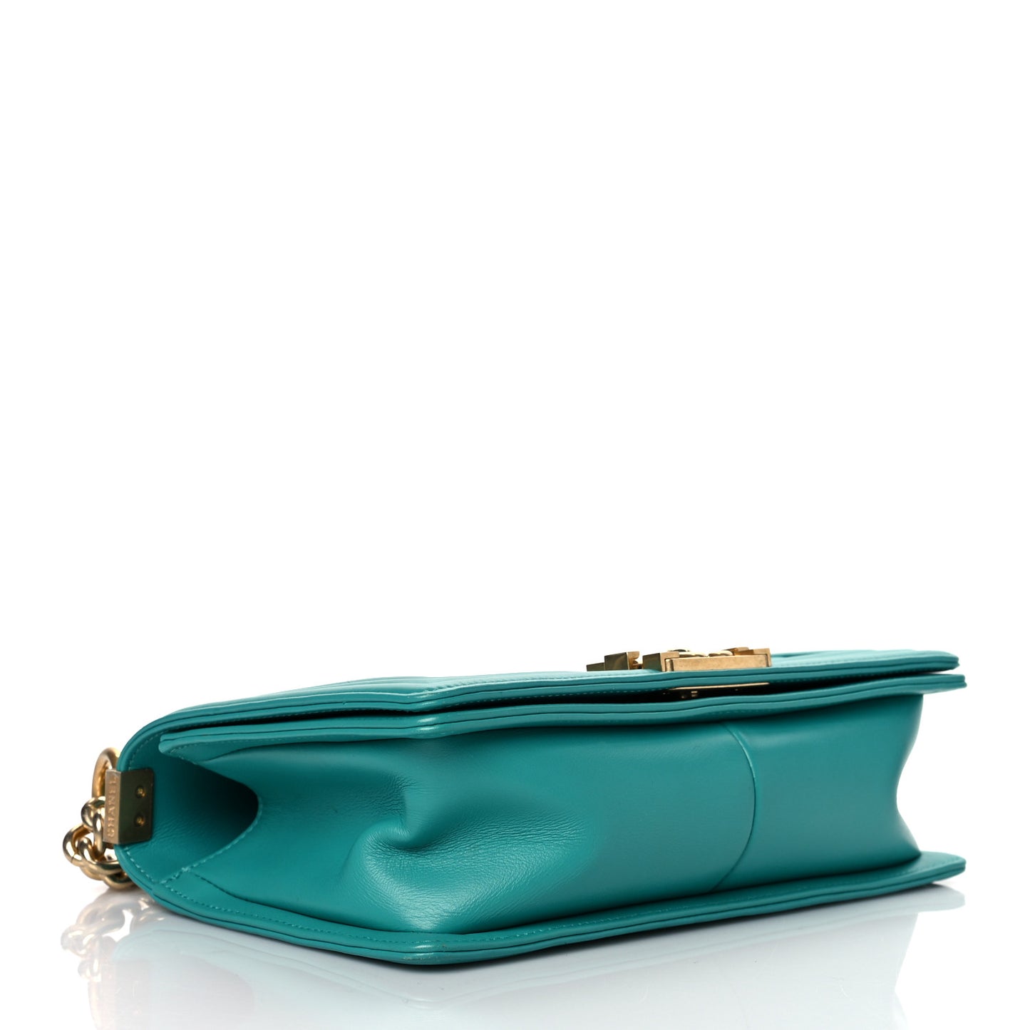 Calfskin Quilted Medium Boy Flap Turquoise