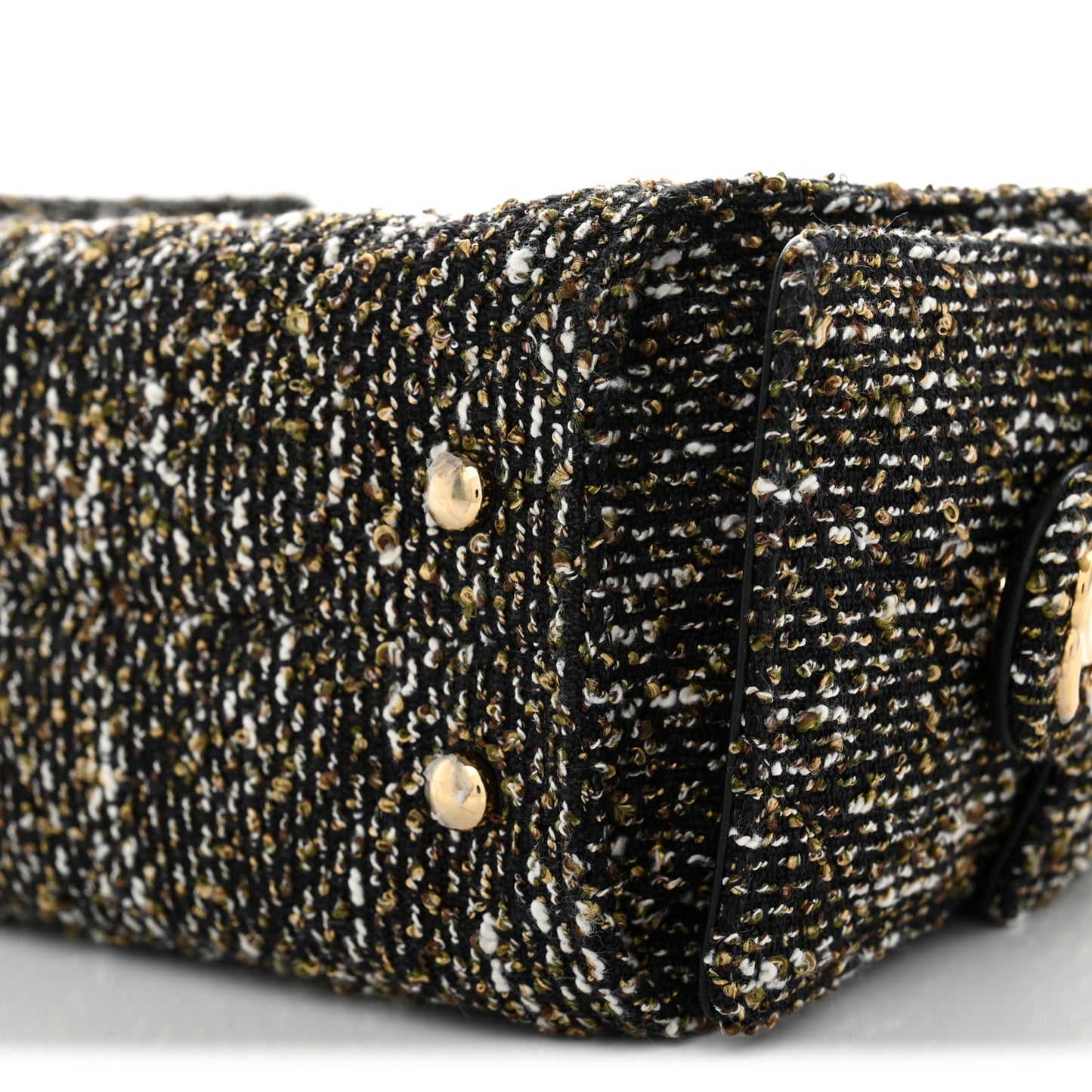 Tweed Quilted Mini Chanel 25 Handbag Black Ivory