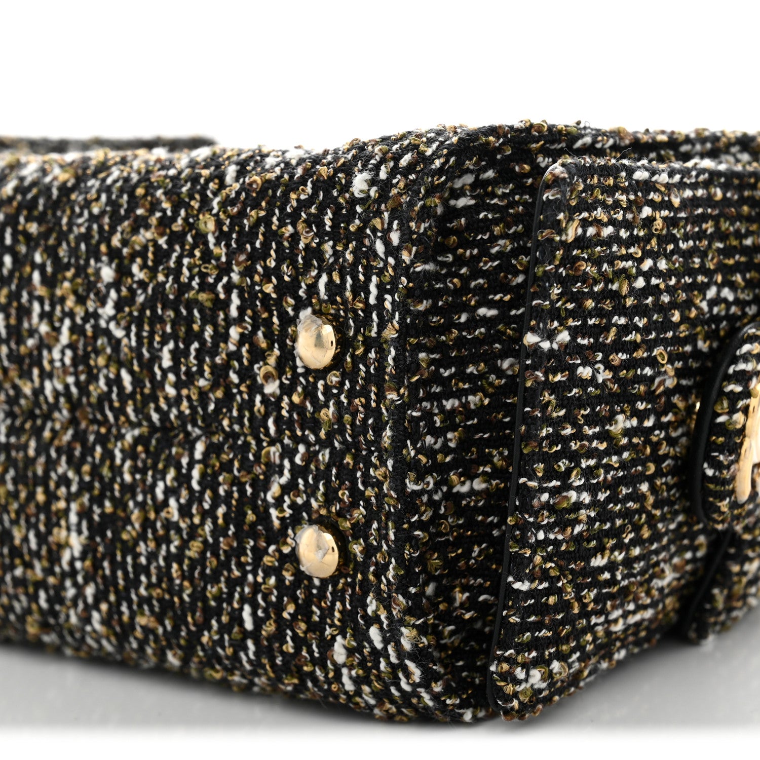 Chanel Tweed Quilted Mini Chanel 25 Handbag Black Ivory 10 of 11