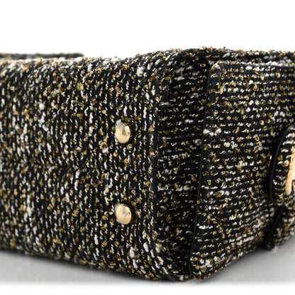 Chanel Tweed Quilted Mini Chanel 25 Handbag Black Ivory 10 of 11
