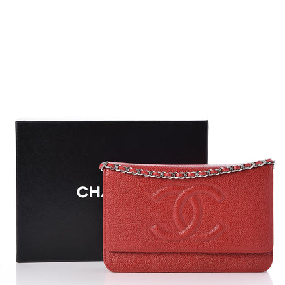 Chanel Caviar Timeless CC Wallet On Chain WOC Red 9 of 9