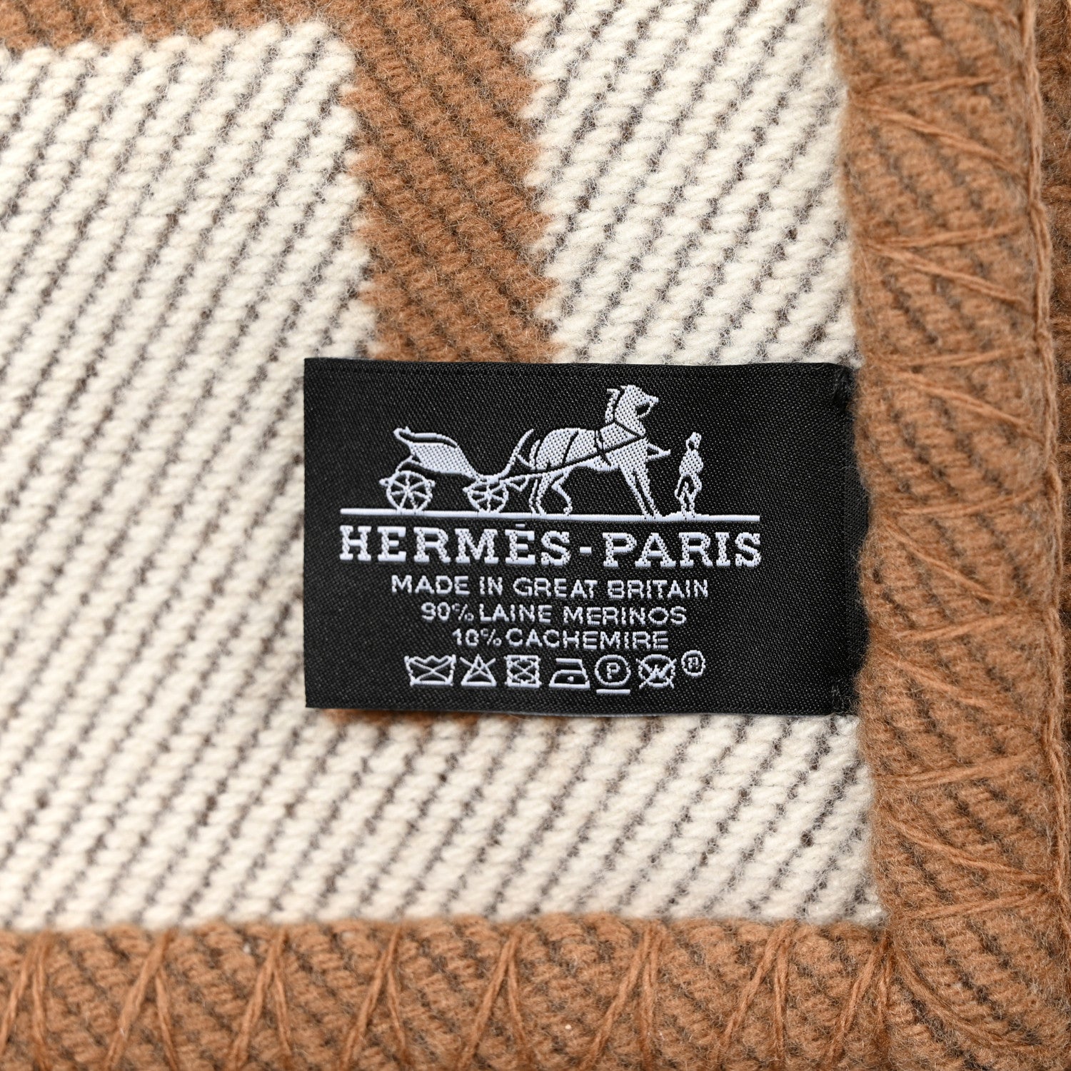 Hermes Wool Cashmere Avalon Blanket Ecru Camel 3 of 3