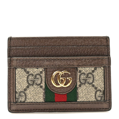 Gucci GG Supreme Monogram Textured Dollar Calfskin Ophidia Card Holder Beige Ebony New Acero 1 of 7