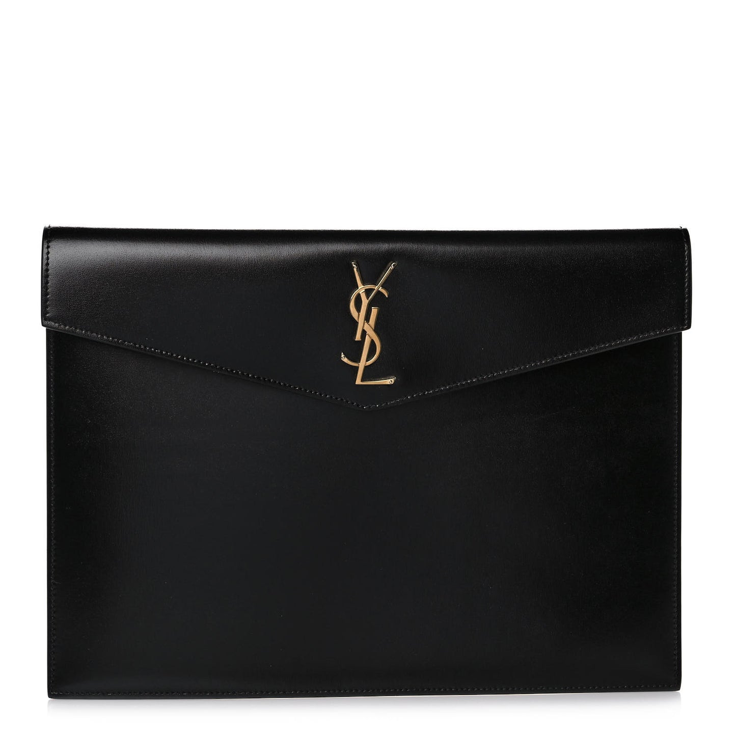 Smooth Shiny Calfskin Large Monogram Uptown Pouch Black