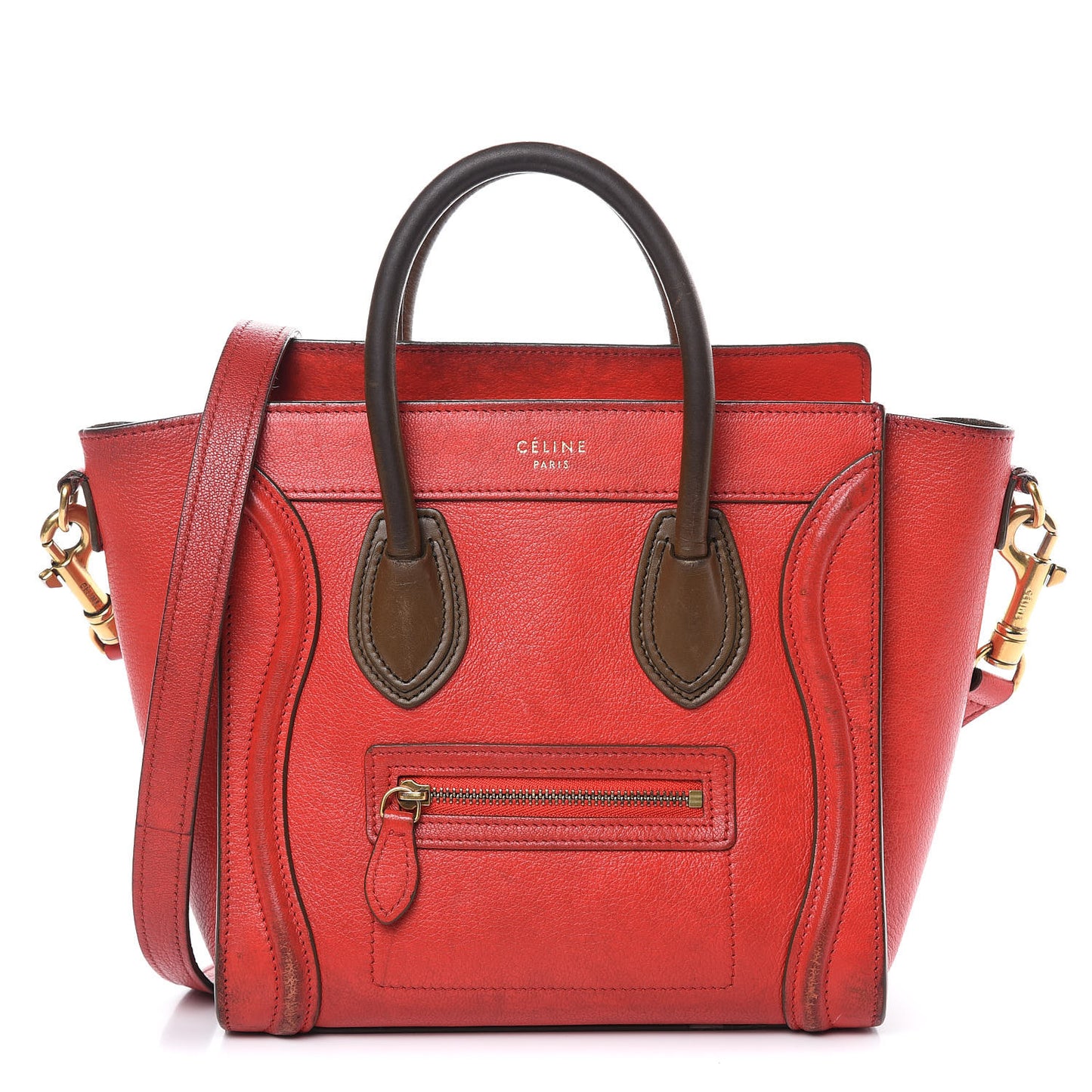 Goatskin Nano Tri-Color Luggage Red