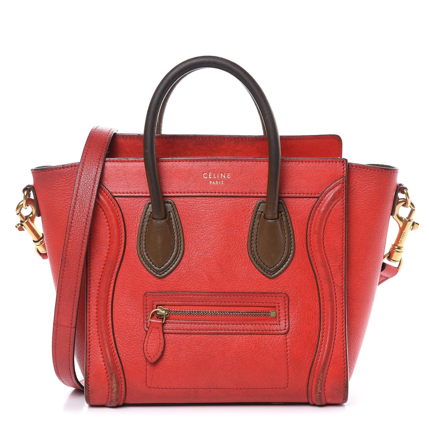 Celine Goatskin Nano Tri-Color Luggage Red 1 of 17
