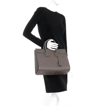 Saint Laurent Grained Calfskin Small Sac De Jour Earth 3 of 8