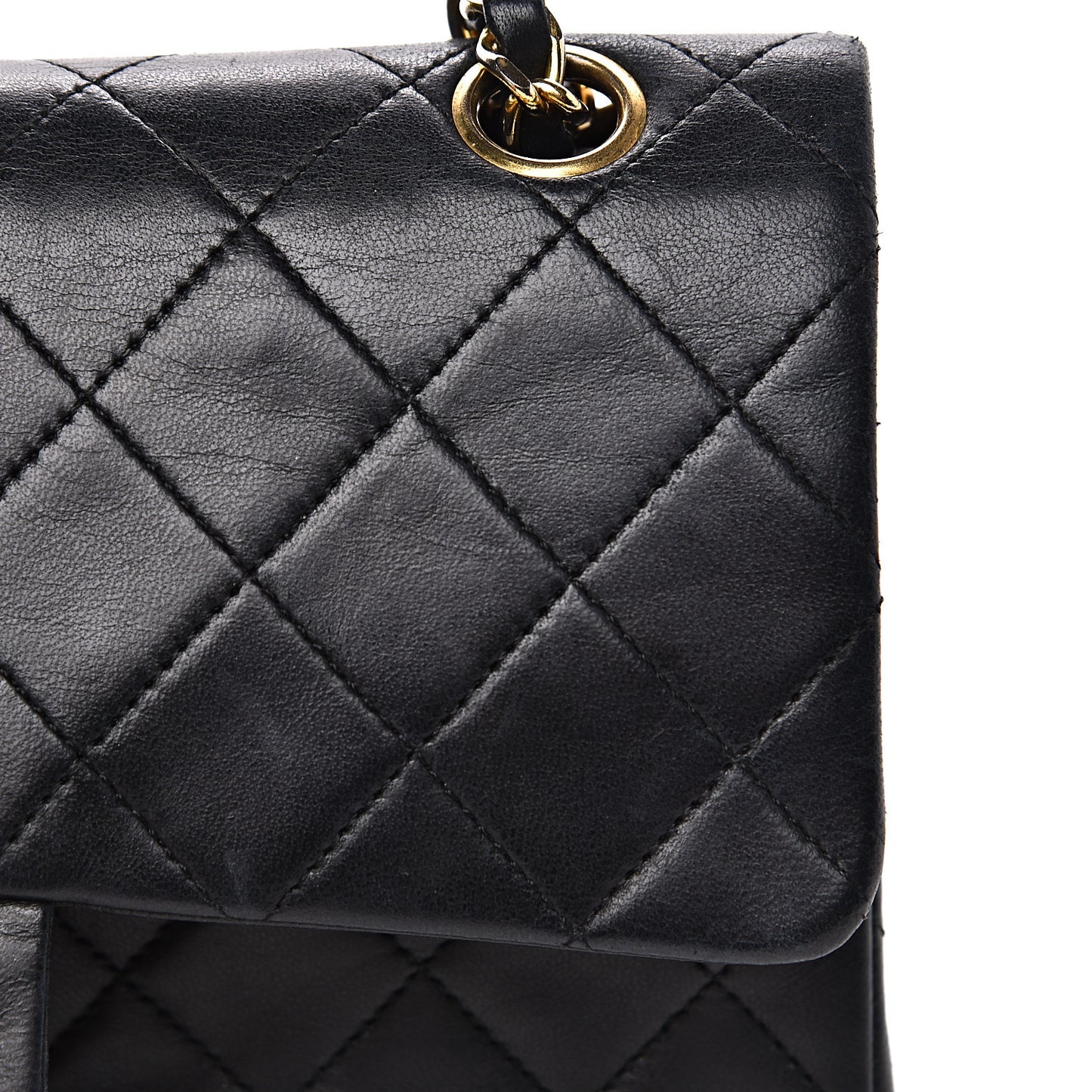 Lambskin Quilted Small Double Flap Black