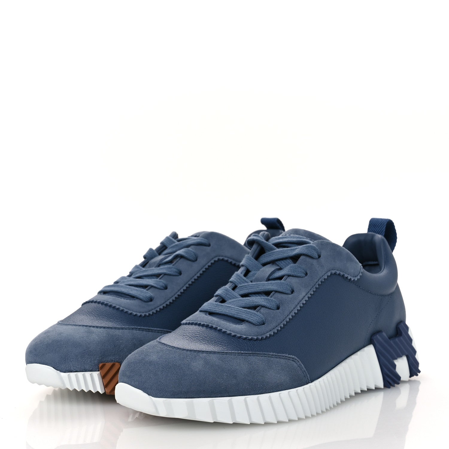 Hermes Sport Goatskin Suede Goatskin Womens Bouncing Sneakers 40 Bleu Mer 4 of 11