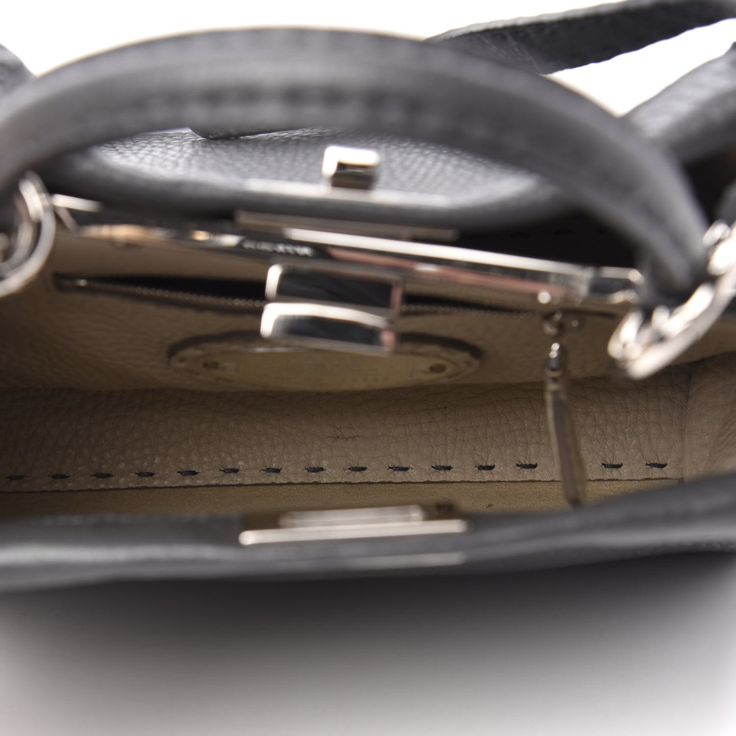 Cuoio Romano Selleria Bi-Color Mini Peekaboo Iconic Satchel Asfalto Latte