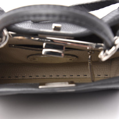 Fendi Cuoio Romano Selleria Bi-Color Mini Peekaboo Iconic Satchel Asfalto Latte 6 of 10