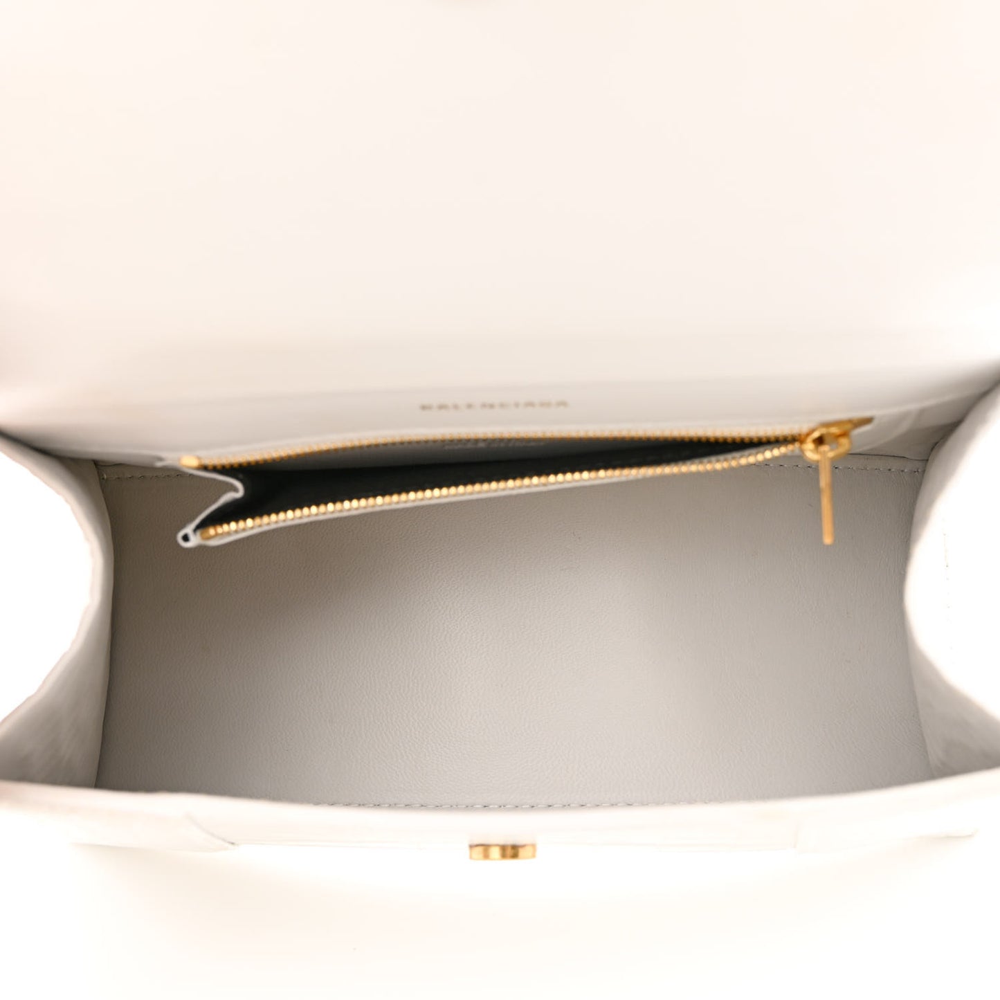 Shiny Calfskin Crocodile Embossed Small Hourglass Top Handle Bag White