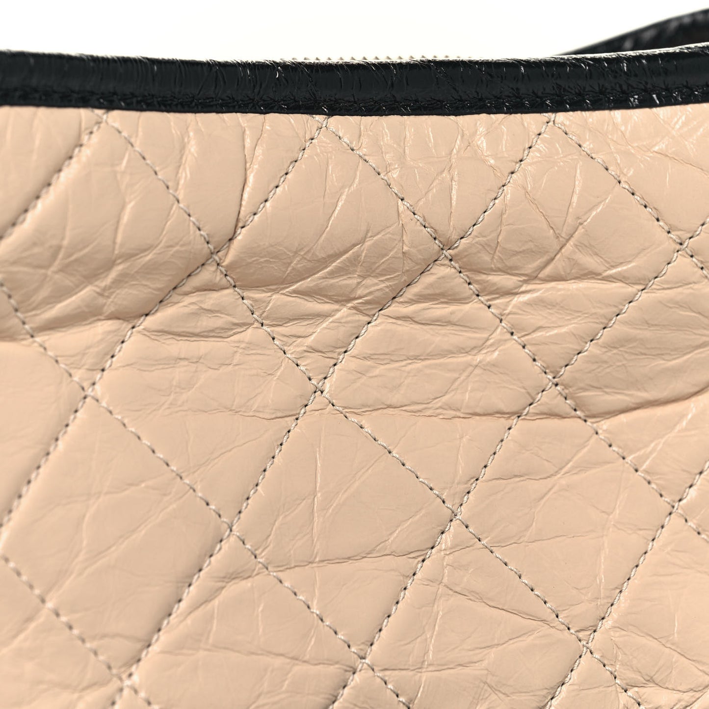 Aged Calfskin Quilted Small Gabrielle Hobo Beige Black