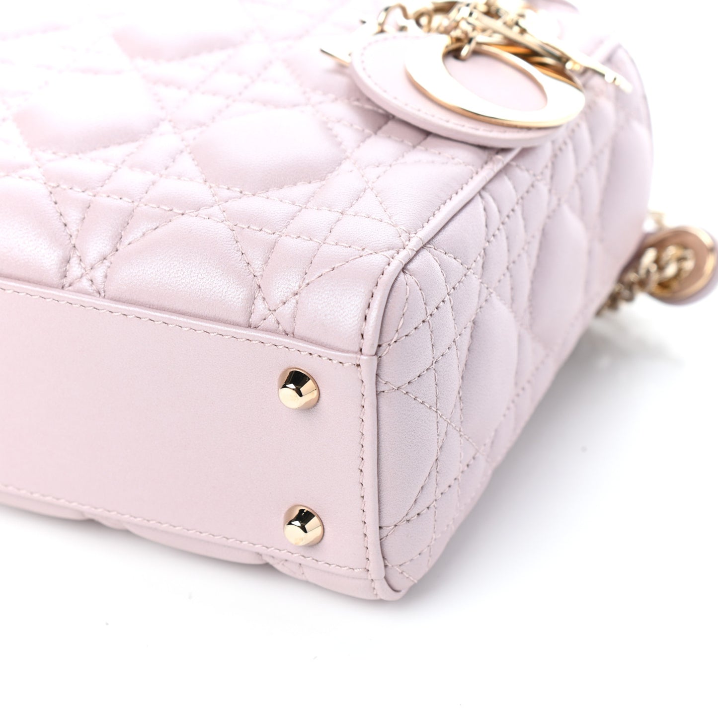 Metallic Lambskin Cannage Mini Lady Dior Lotus