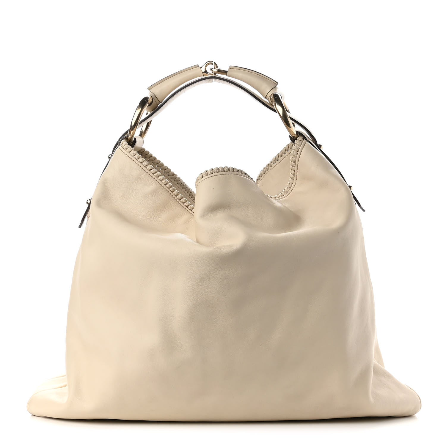 Gucci Calfskin Large Horsebit Chain Hobo Ivory 1 of 10