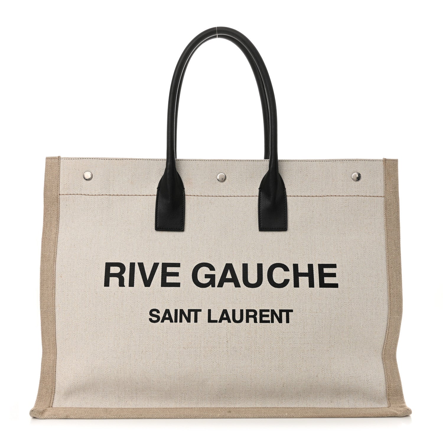 Saint Laurent Linen Calfskin Rive Gauche Tote Optic White 1 of 14